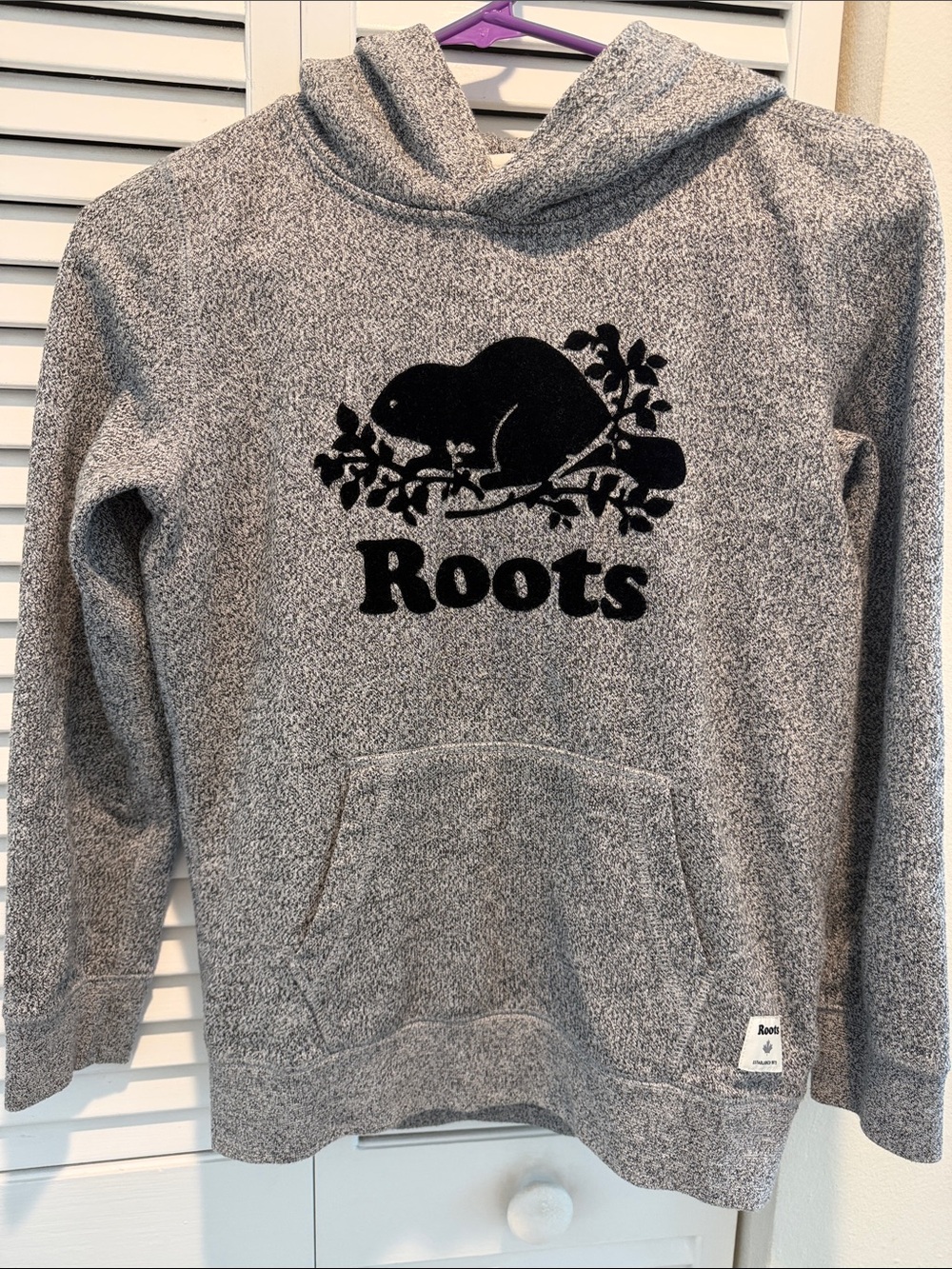 Roots Kids Salt and Pepper Kanga Hoodie with Beaver Logo YL